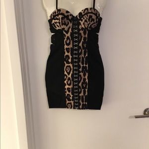 Entry Black & Animal Print Bodycon Sex dress built in Bras. Size Medium $35